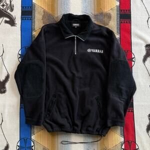 Vintage 90s Men’s Yamaha Pullover 1/4 Zip Fleece Size XL Black Embroidered